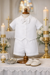 4-Piece Ivory Baby Boy Baptism Outfit – Elegant Christening Suit with Socks for Infants & Toddlers