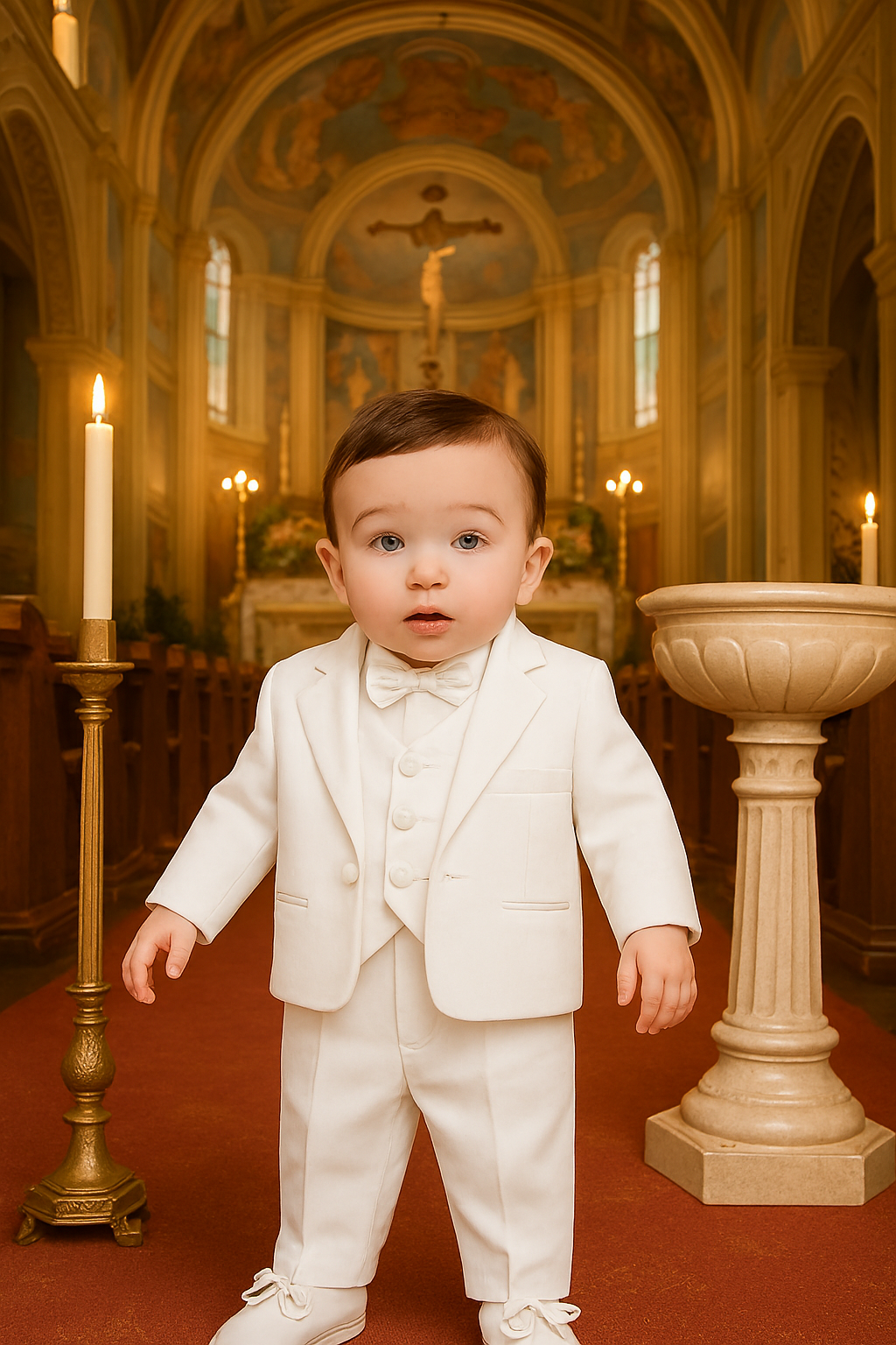 Baby Boy White Formal Suit for Wedding, Baptism & Special Events