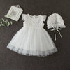 Baby Girl Baptism Dress with Matching Bonnet | White Lace Christening Gown for Infant & Toddler