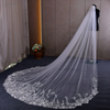 Elegant Cathedral Length Bridal Veil with Floral Lace Trim – Long Wedding Veil for Modern Brides