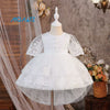 Baby Girl Baptism Dress with FREE Socks | Luxury White Lace Christening Dress for Infant & Toddler