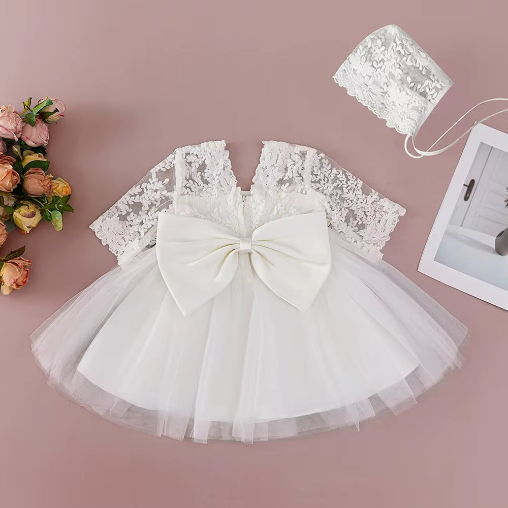 White Lace Baby Girl Dress – Perfect for Baptism & Special Occasions