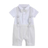 Baby Boy White Baptism Outfit with Vest, Bow Tie, Suspenders & Cap – Formal Christening Suit