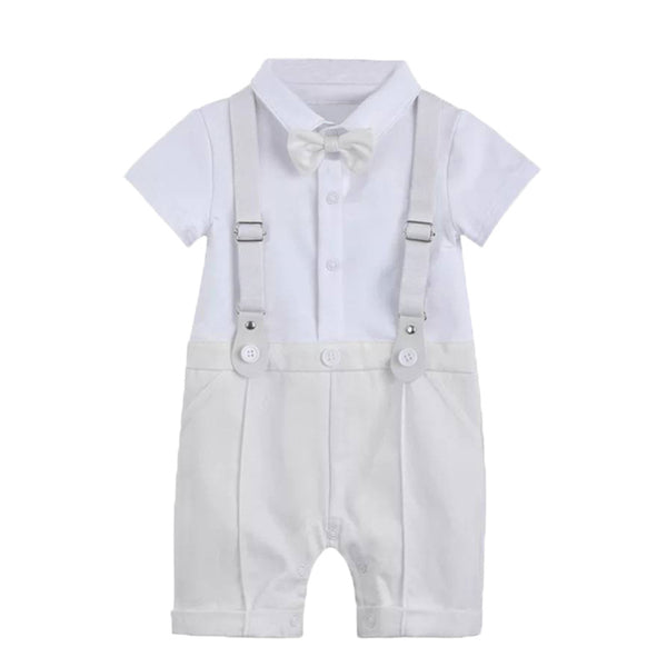 Baby Boy White Baptism Outfit with Vest, Bow Tie, Suspenders & Cap – Formal Christening Suit