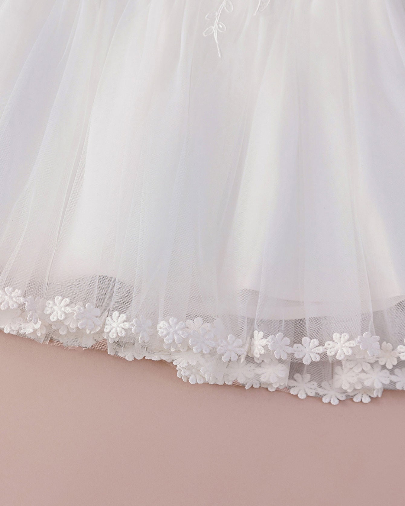 Baby Girl Baptism Dress – White Tulle Christening Gown with Floral Headband | First Birthday Dress