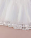 Baby Girl Baptism Dress – White Tulle Christening Gown with Floral Headband | First Birthday Dress
