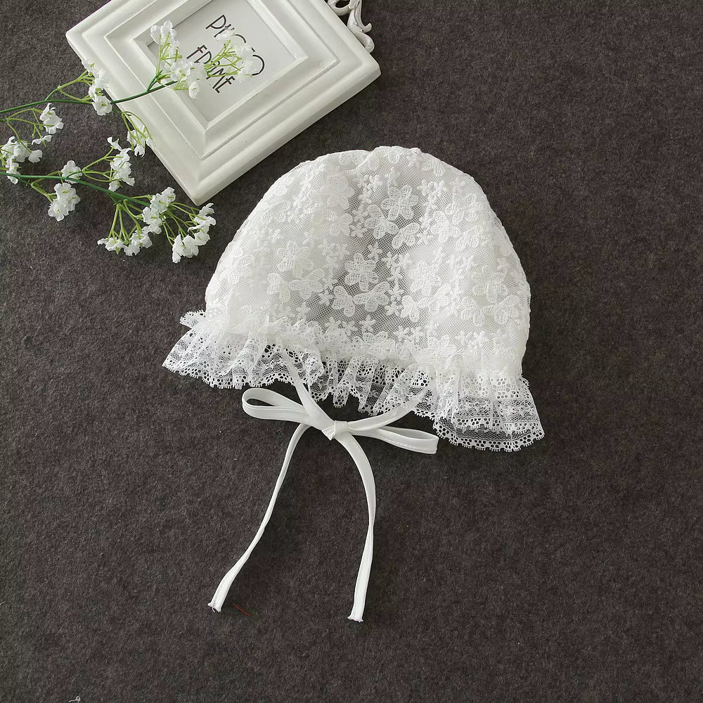 Baby Girl Baptism Dress with Matching Bonnet | White Lace Christening Gown for Infant & Toddler