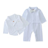 “Baby Boy White Suit with Bow Tie and Jacket – Elegant Outfit for Baptism, Christening & Special Occasions