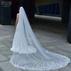 Elegant Cathedral Length Bridal Veil with Floral Lace Trim – Long Wedding Veil for Modern Brides