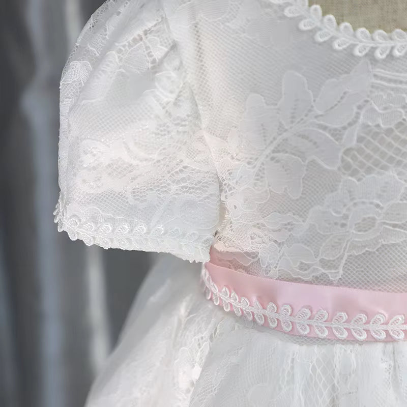 Elegant White Lace Christening Dress