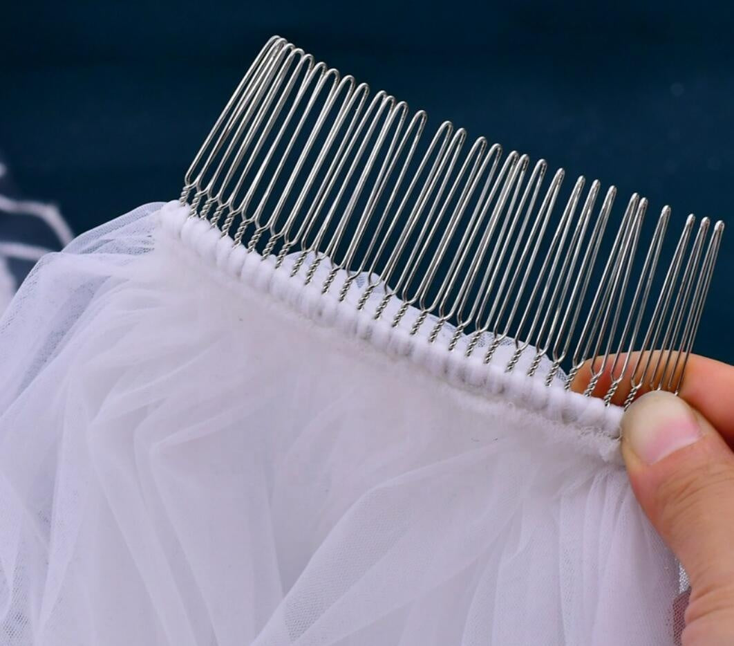 Elegant Cathedral Length Bridal Veil with Floral Lace Trim – Long Wedding Veil for Modern Brides