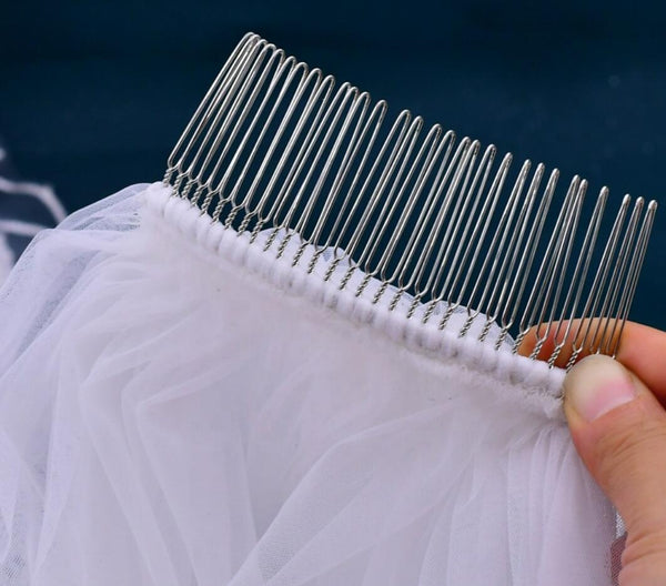 Elegant Cathedral Length Bridal Veil with Floral Lace Trim – Long Wedding Veil for Modern Brides