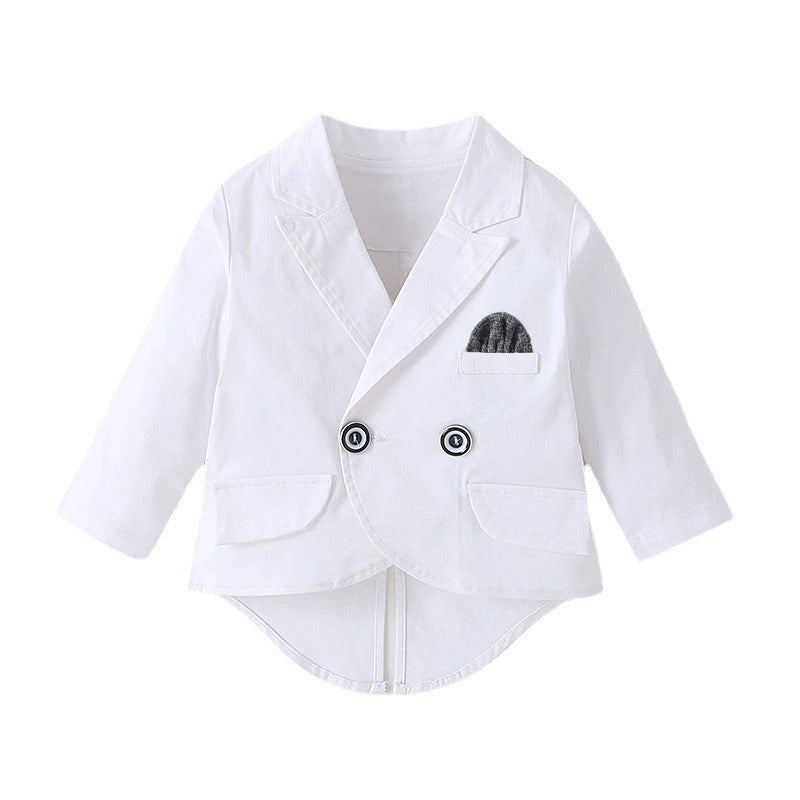 Baby Boy White Formal Suit Set with Bow Tie – Baptism, Wedding & Special Occasion Outfit