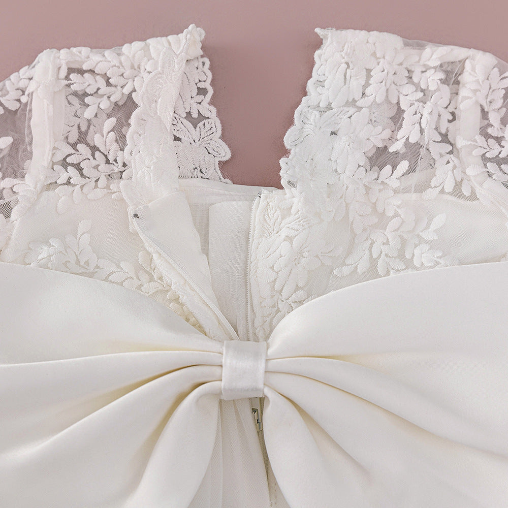 White Lace Baby Girl Dress – Perfect for Baptism & Special Occasions