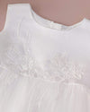 Baby Girl Baptism Dress – White Tulle Christening Gown with Floral Headband | First Birthday Dress