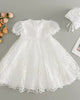 White Lace Baby Girl Christening Dress with Bonnet – Baptism Gown for Newborn & Infant