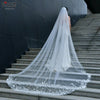 Elegant Cathedral Length Bridal Veil with Floral Lace Trim – Long Wedding Veil for Modern Brides
