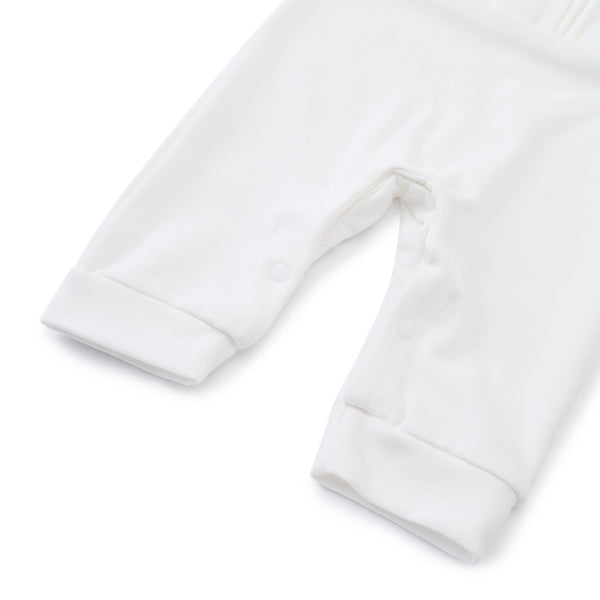 White Baby Christening Outfit Set – Cross Embroidered Romper, Cap & Bib