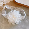 White Lace Baby Headband with Flower – Elegant Christening or Baptism Accessory