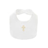 White Baby Christening Outfit Set – Cross Embroidered Romper, Cap & Bib