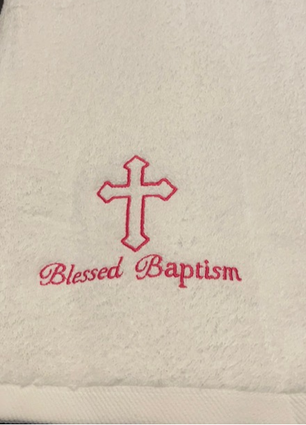 Embroidered Baptism Towel – Custom Cross Design for Baby or Child