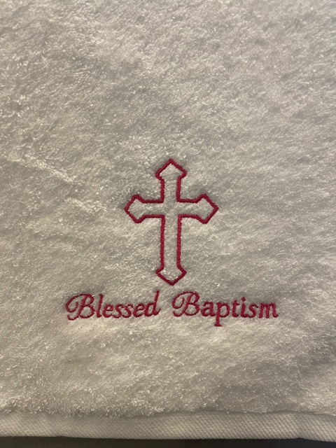 Embroidered Baptism Towel – Custom Cross Design for Baby or Child
