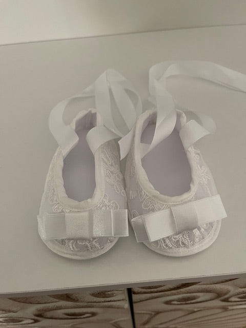 White Baby Christening Dress with Matching Flower Headband – Church Photography Ready