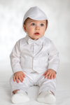 Baby Boy Christening Outfit – White Baptism Suit with Vest, Pants & Bonnet