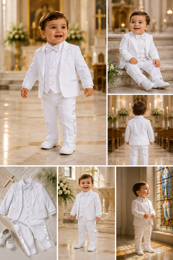 Baby Boy Baptism Suit White Christening Outfit for Toddlers – Formal Church & First Birthday Outfit