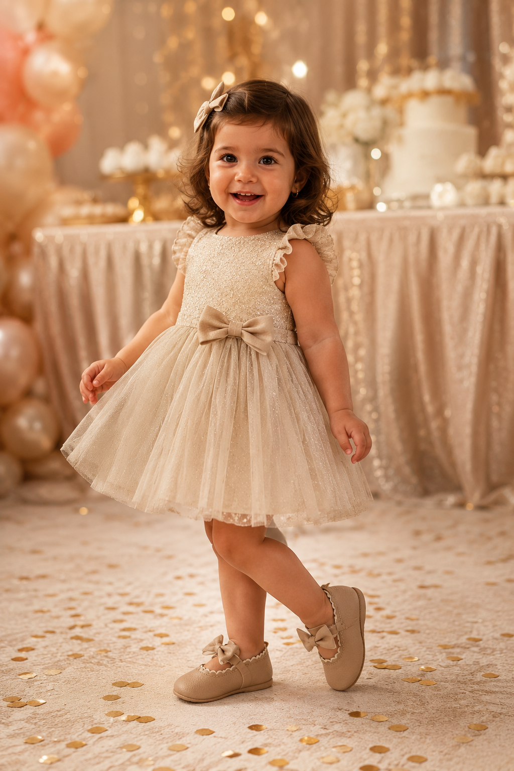 Elegant Baby Girl Bow Shoes -Christening & First Birthday Party Shoes