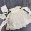 "Elegant White Baby Girl Christening Dress – Lace Embroidered Baptism Gown with Bonnet
